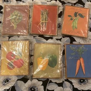6 Vintage Veggie paintings with french writing